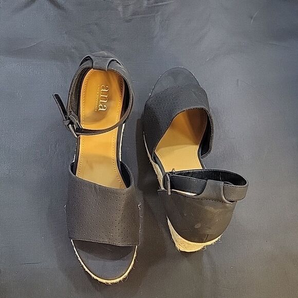 BRAND NEW A.N.A WOMEN'S OPEN TOE WEDGE ADJUSTABLE BUCKLE ANKLE STRAP SANDAL - Picture 5 of 14